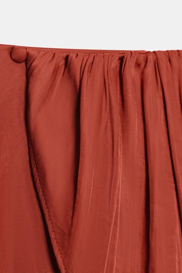 ROBE COURTE ASYMÉTRIQUE AVEC CEINTURE - brique foncée de Zara - Image 6