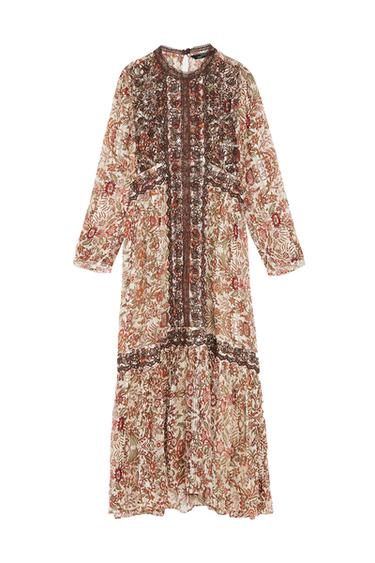 PRINTED AND EMBROIDERED DRESS