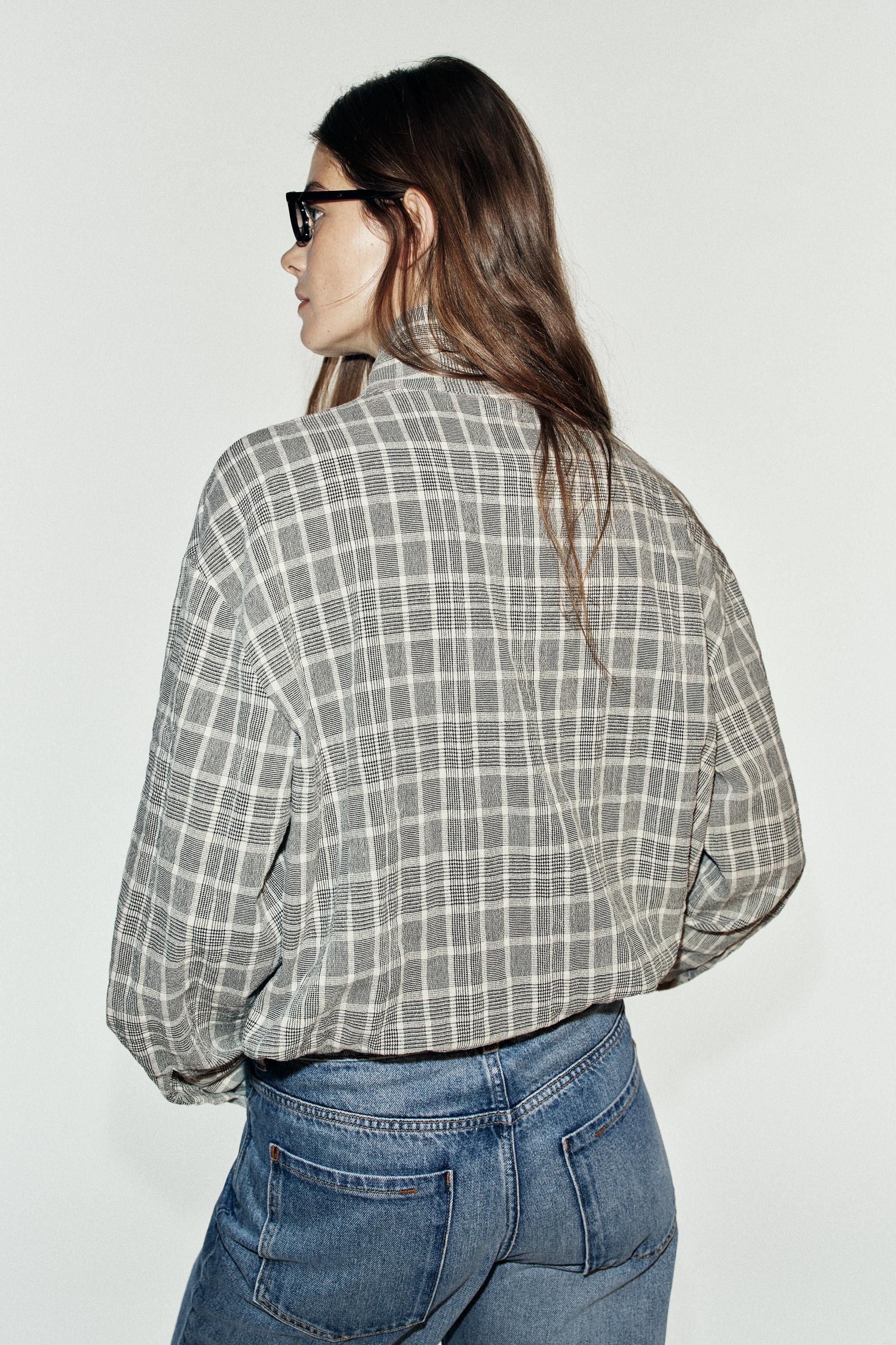 Женские рубашки Zara PLAID WRAP SHIRT — фото 6