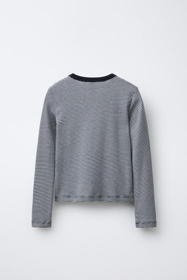 STRIPED T-SHIRT - Blue by Zara - Image 1