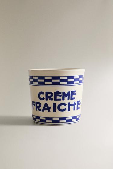 BECHER KERAMIK KARIERTER RAND - Cremefarben von Zara