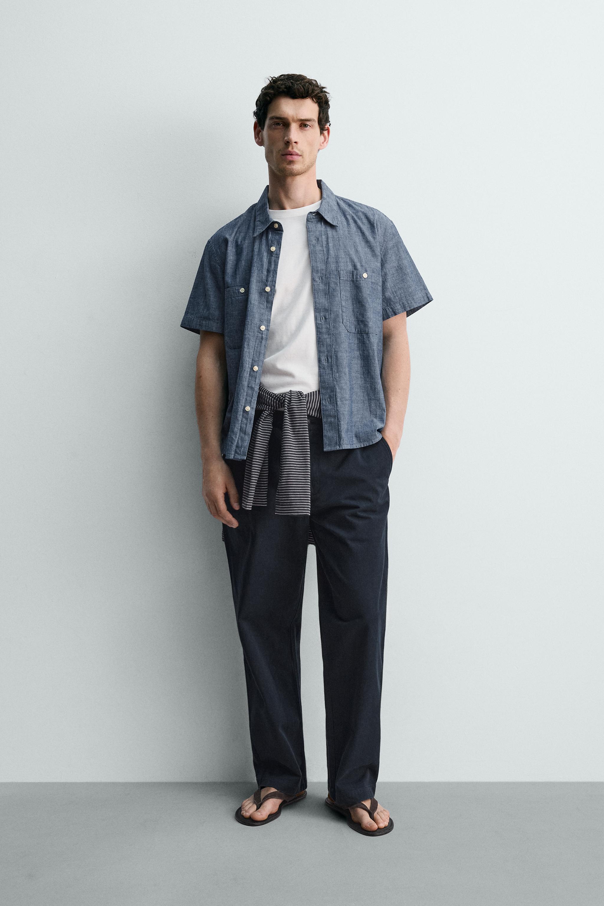 シャンブレーデニムシャツ - ミディアムブルー | ZARA Japan / 日本