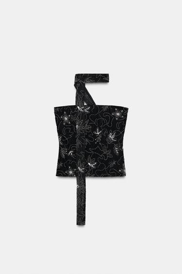 TOP FOULARD MIÇANGAS - Preto da Zara