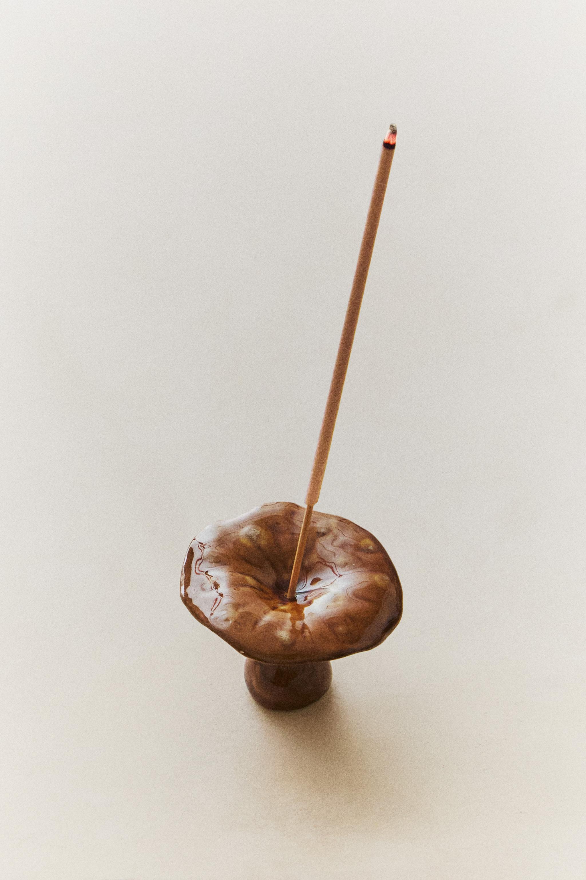 SMALL STONEWARE MUSHROOM CANDLESTICK