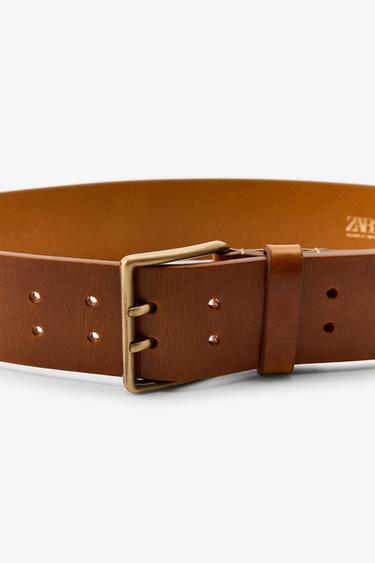 CEINTURE EN CUIR À BOUCLE CARRÉE - Moutarde de Zara - Image 2