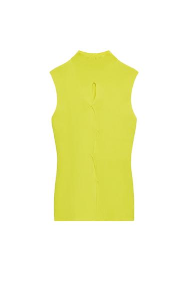 CUT-OUT KNIT TOP - Fluorescent lime by Zara