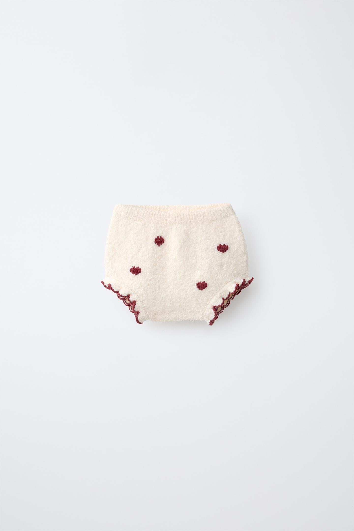 Трусы Knit Hearts для детей, вышивка — Zara, цвет: Экрю — фото 1