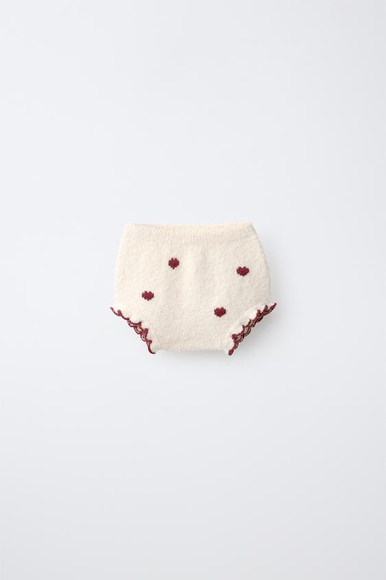 Трусы Knit Hearts для детей, вышивка — Zara, цвет: Экрю