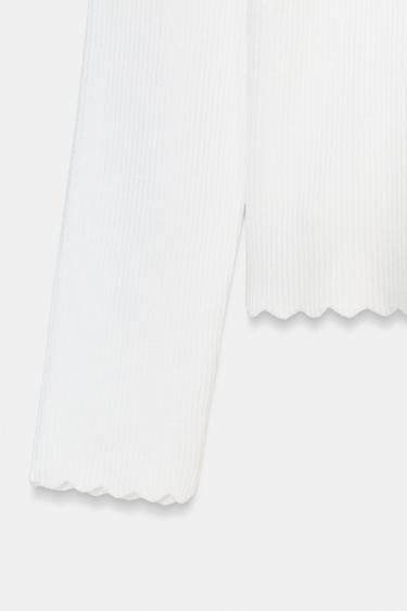 RIB KNIT CARDIGAN - White by Zara - Image 6