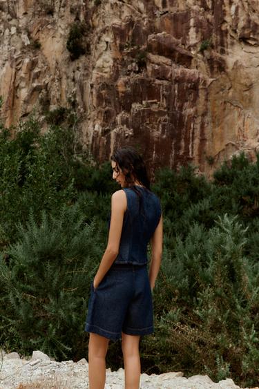Z1975 DENIM SHORTS WITH DARTS AND BELT - Blue by Zara - Image 2