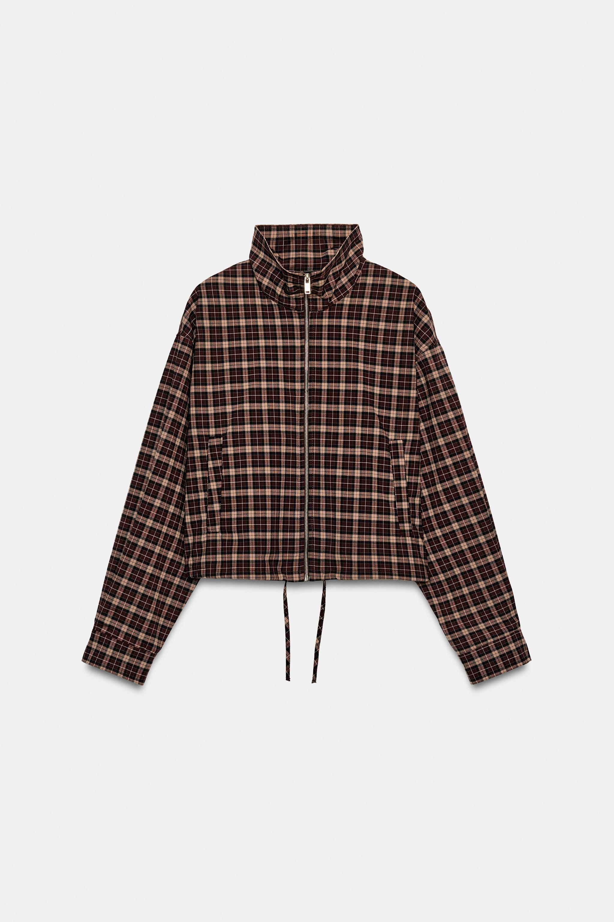 チェック柄ジップジャケット - エンジ | ZARA Japan / 日本