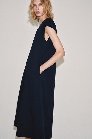 VESTIDO MIDI POPELÍN ZW COLLECTION - Marino de Zara
