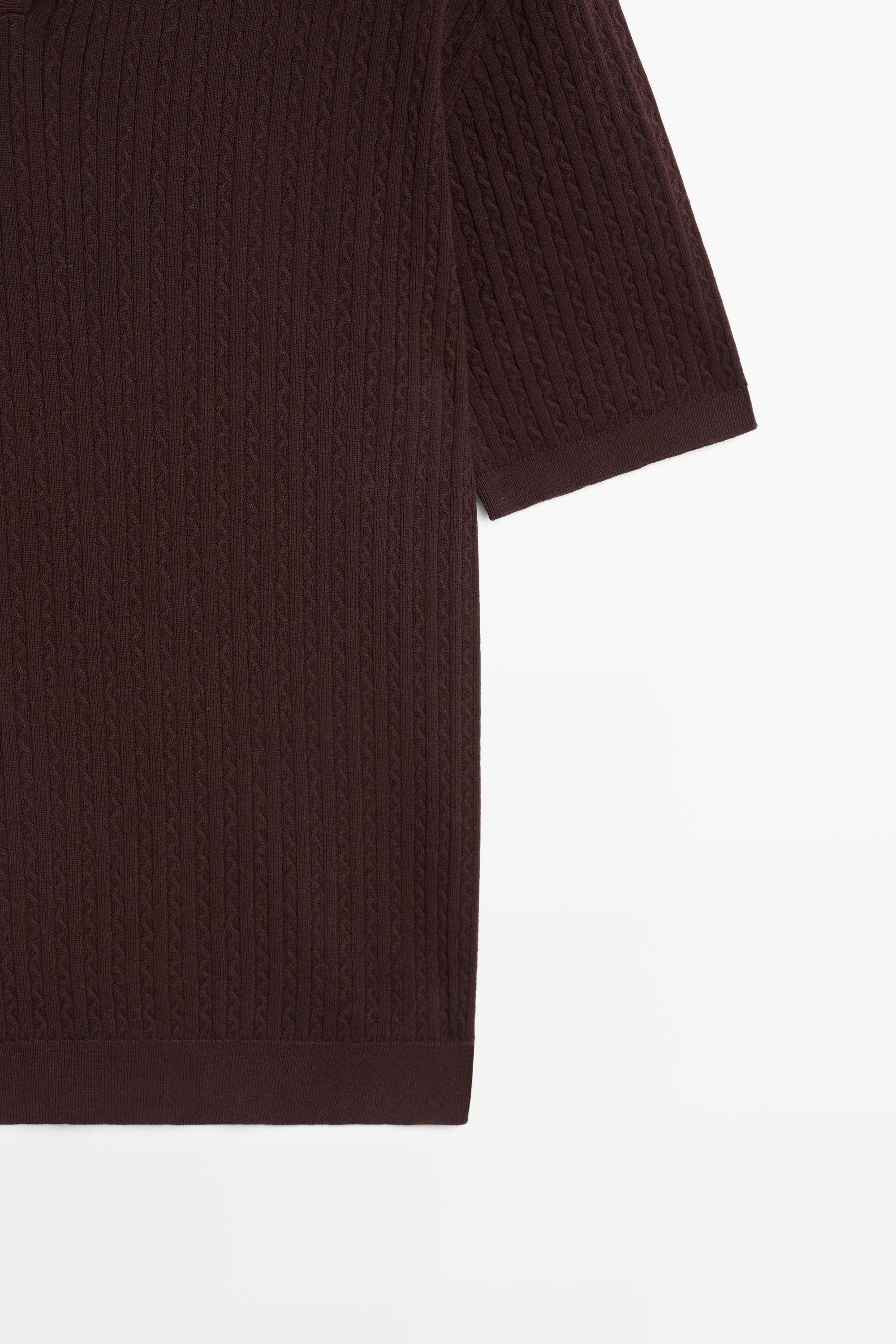 100% cotton cable-knit polo sweater