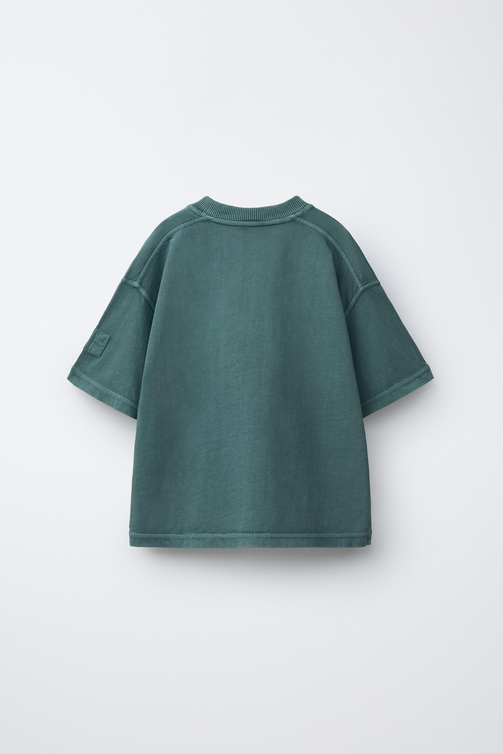 GARMENT DYE T-SHIRT - Green / Blue | ZARA Canada