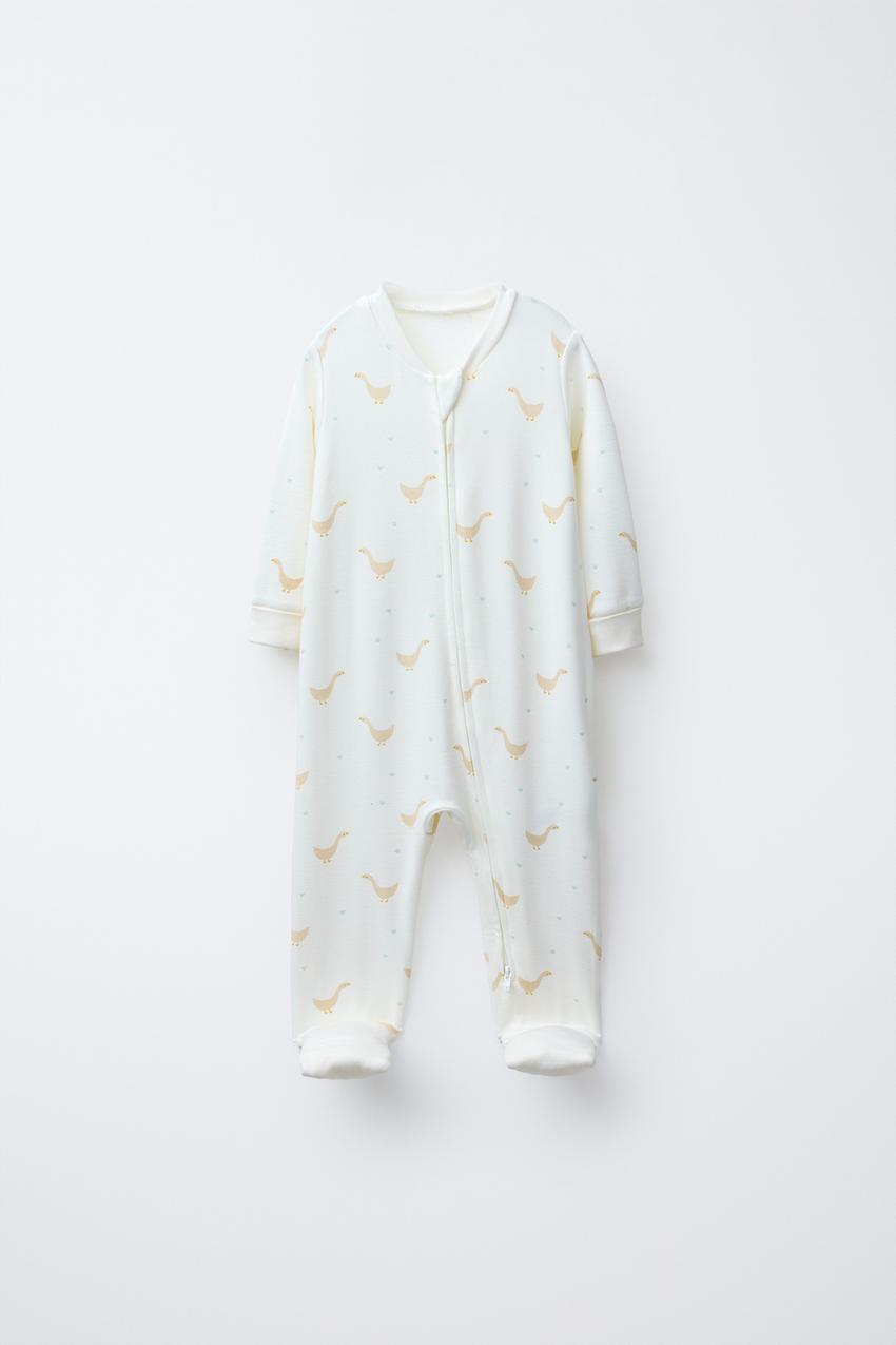 コンバーチブルアヒル柄防寒ロンパース - エクリュ | ZARA Japan / 日本