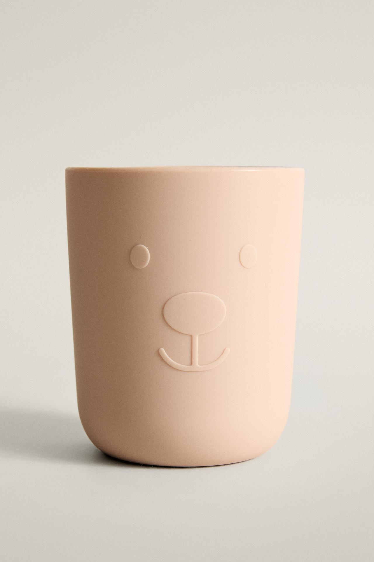 KIDS' BEAR SILICONE TUMBLER — Pink