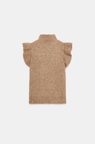 TOP AVEC LAINE ET VOLANTS - Camel clair de Zara - Image 6