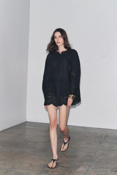 ZW COLLECTION EMBROIDERED BLOUSE - Black by Zara - Image 0