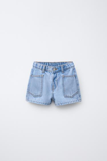 DENIM BERMUDASHORTS MED STRIBET LINNING - lys blå fra Zara - Billede 0