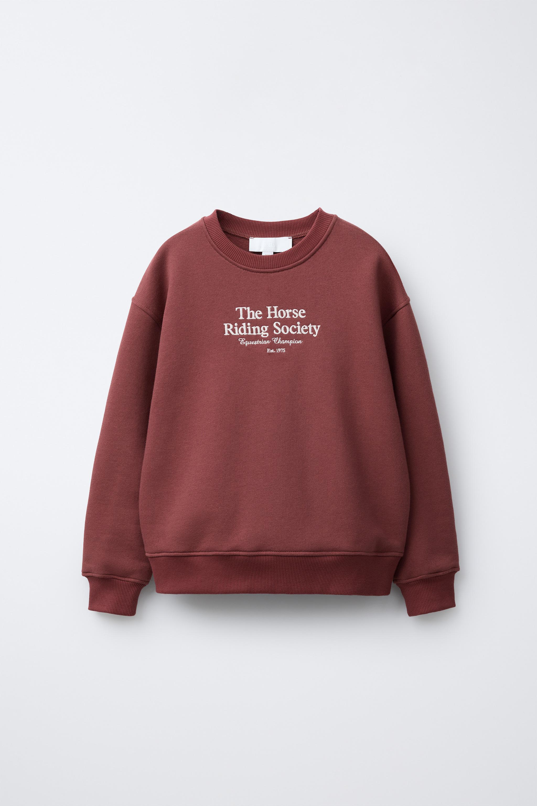 EMBROIDERED TEXT SWEATSHIRT - Maroon | ZARA United States