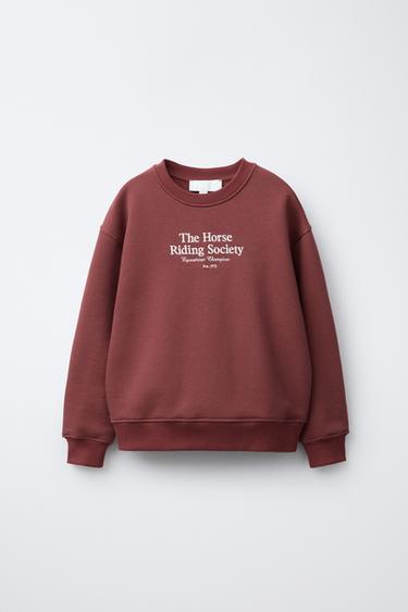 EMBROIDERED SLOGAN SWEATSHIRT - Burgundy by Zara