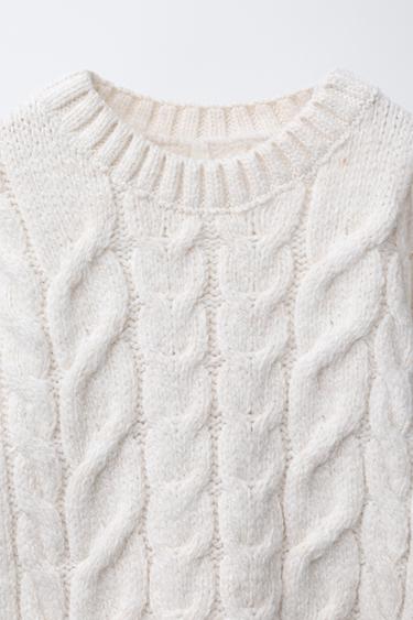 CABLE-KNIT SWEATER - Ecru de Zara - Image 2