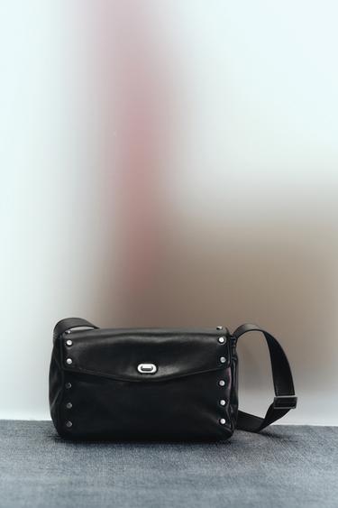 Zara 金屬飾邊斜背包 - 黑色