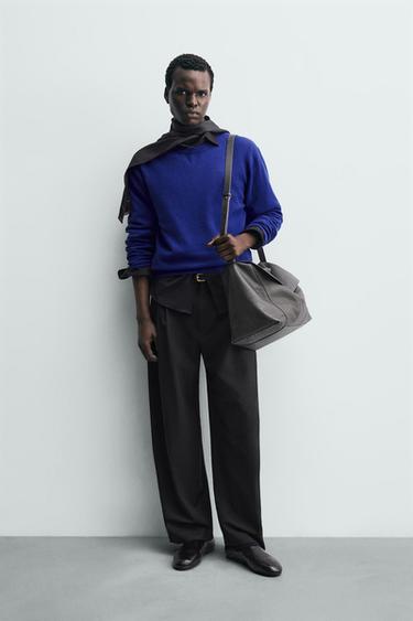 PLEATED WOOL BLEND TROUSERS - Black by Zara