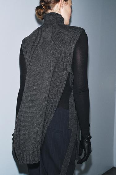 TOP GILET AVEC LAINE ET OUVERTURES - Gris chiné de Zara - Image 2