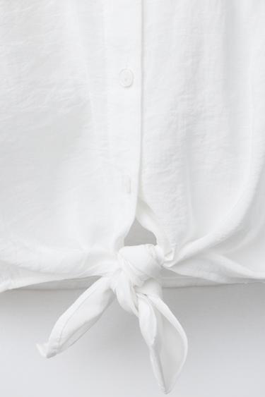 FLOWING SHIRT WITH KNOT - White by Zara - Image 3