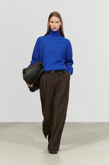 Zara 100% cashmere high neck knit sweater - Bluish - Image 0