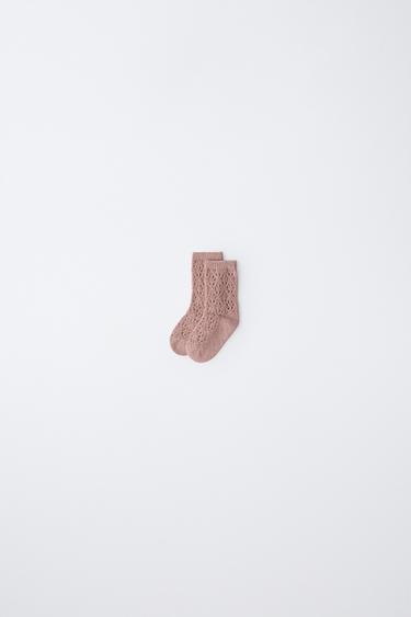 Zara 棉絲針織襪 - 玫瑰紅色