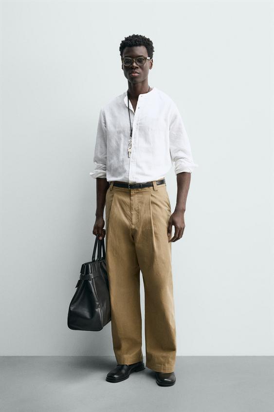 PLEATED BARREL FIT PANTS