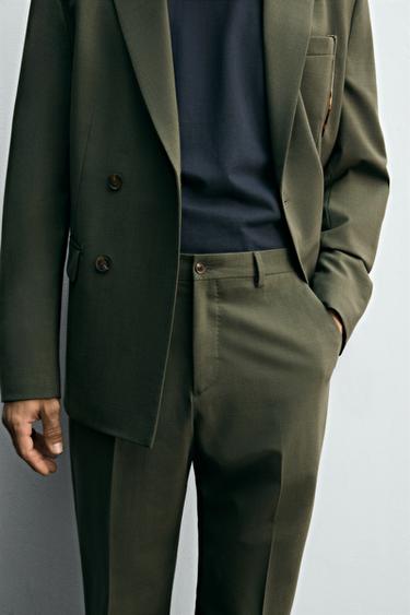 WOOL SUIT TROUSERS - Green by Zara - Image 4