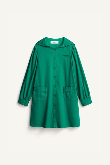 KJOLE MED SØMANDSKRAVE OG GLIMMER LIMITED EDITION - grøn fra Zara