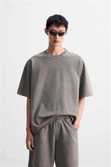 ÁO NỈ RELAXED FIT VẢI BẠC MÀU - Màu xám than từ Zara