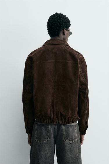 LEATHER SUEDE JACKET - Brown by Zara