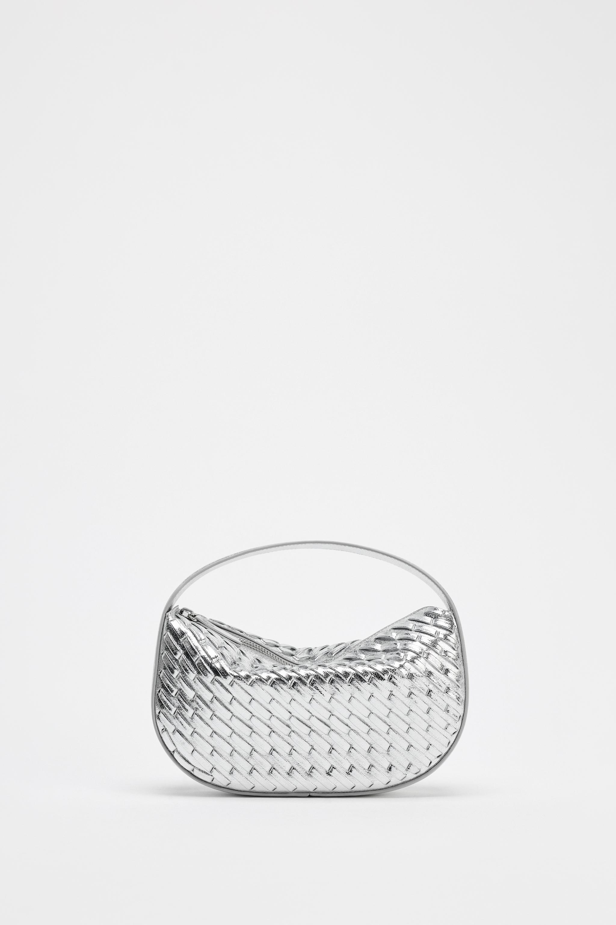 WOVEN EFFECT HANDBAG - Silver | ZARA United States