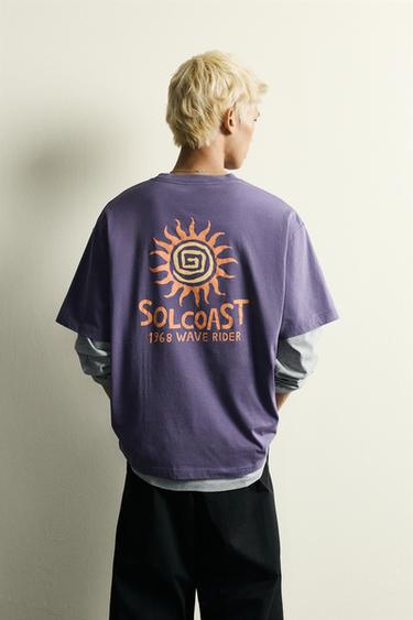 CAMISETA RELAXED FIT ESTAMPADO SOL - Azul claro de Zara