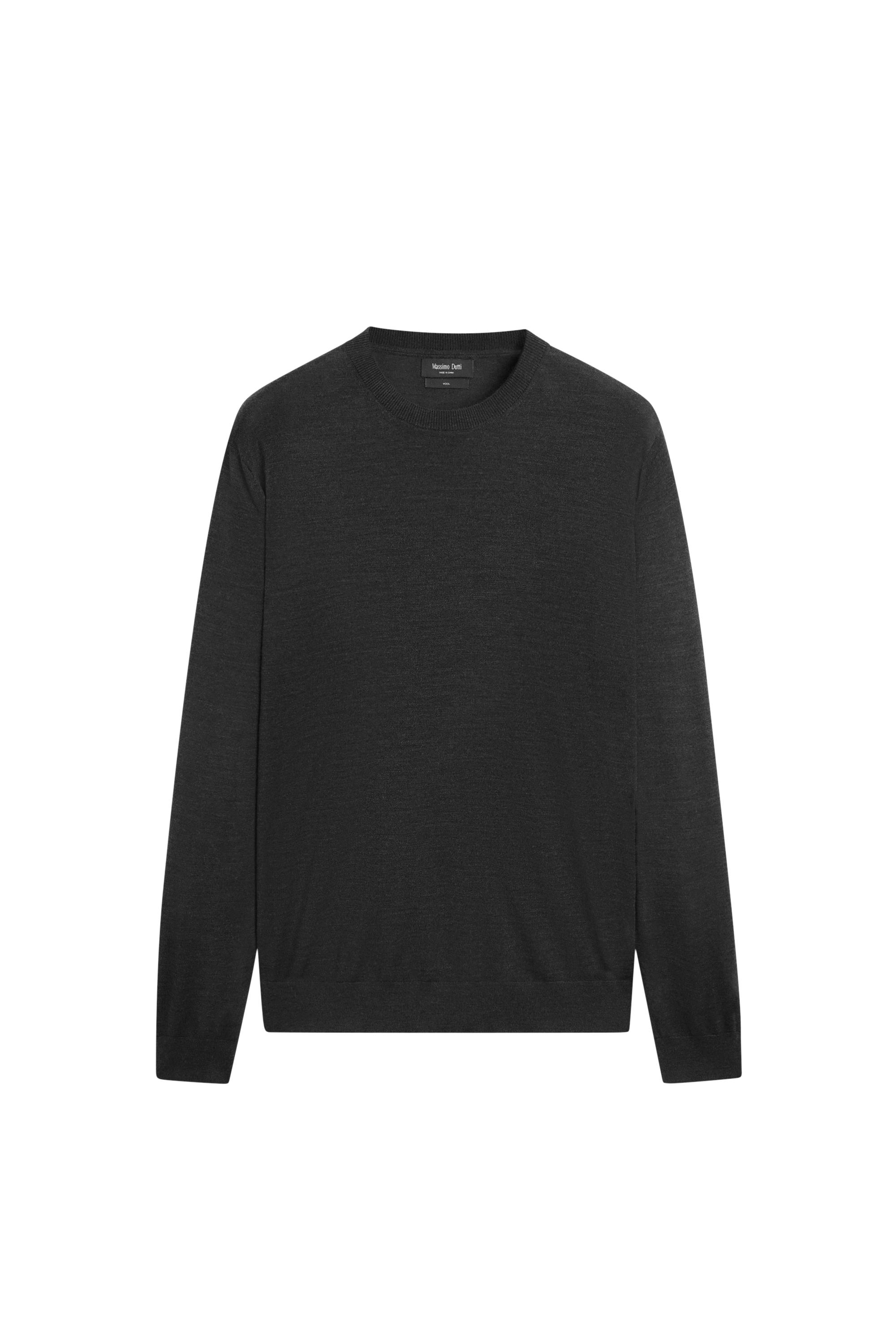 100% merino wool round neck knit sweater — Anthracite Gray