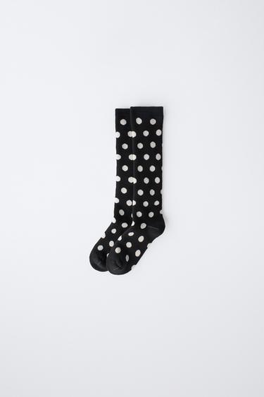 LONG THERMAL POLKA DOT SOCKS - Black by Zara