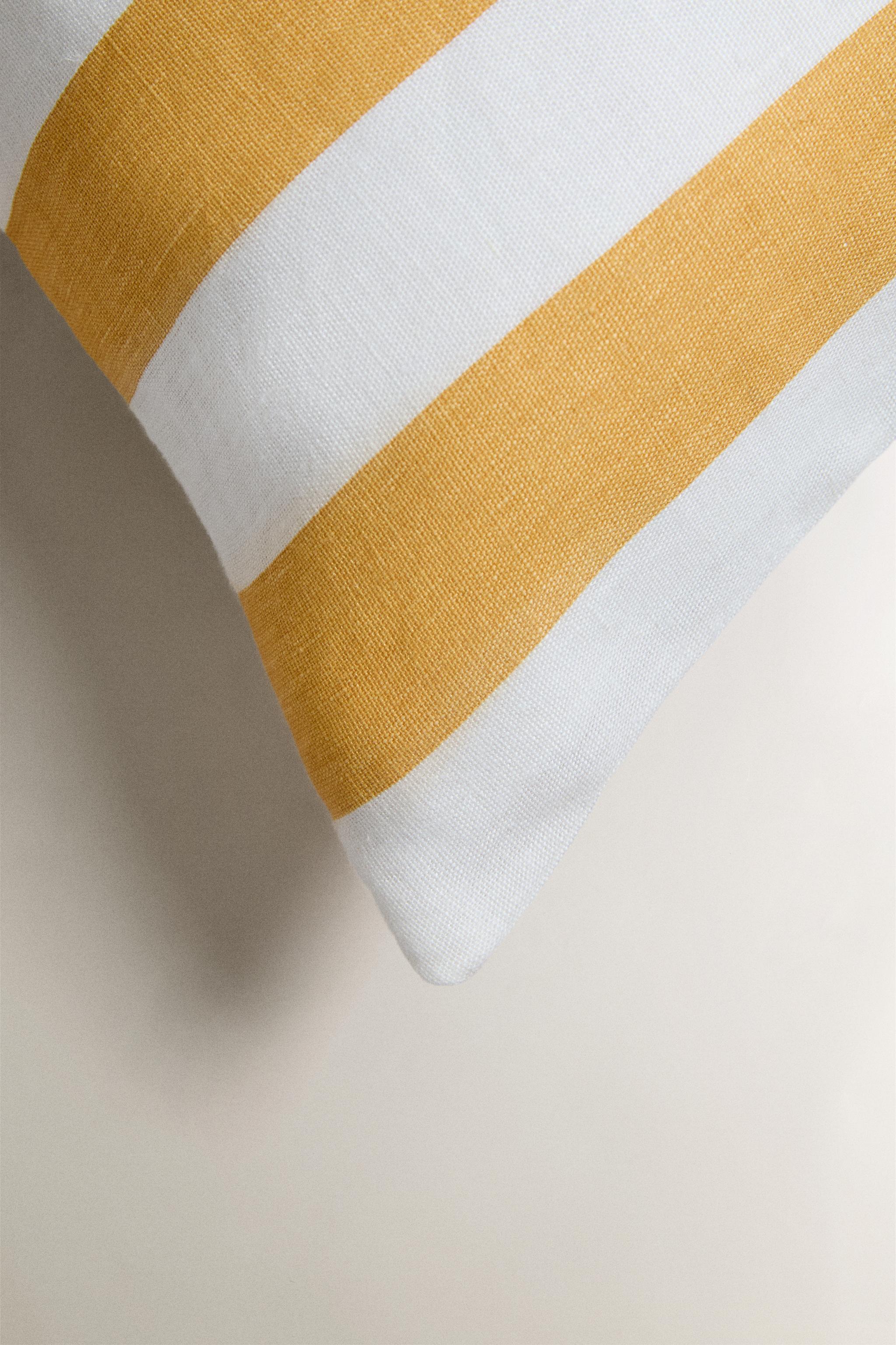 HOUSSE DE COUSSIN RAYURES LIN
