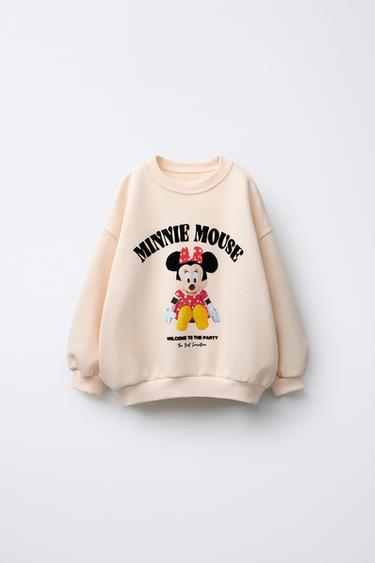 Zara MINNIE MOUSE © DISNEY FLOCK PRINT SWEATSHIRT - Ecru - Image 0