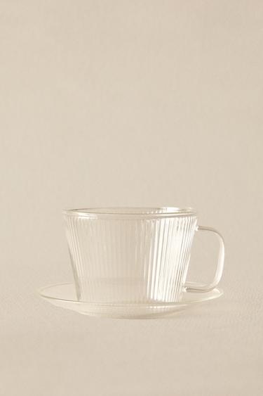 BOROSILICATE GLASS TEACUP AND SAUCER - Transparent by Zara