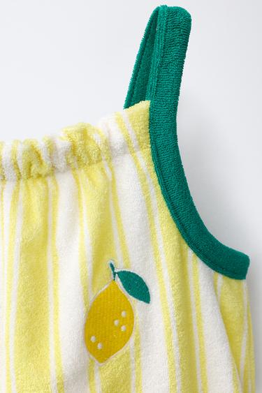 COMBINAISON COURTE EFFET ÉPONGE RAYURES CASA LAWA X ZARA KIDS - Jaune citron de Zara - Image 2