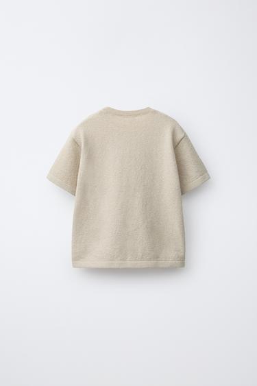 RUSTIC KNIT T-SHIRT - Light beige by Zara - Image 1