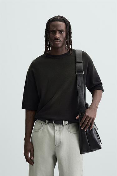 CAMISETA LAVADA PUNTO - Negro de Zara