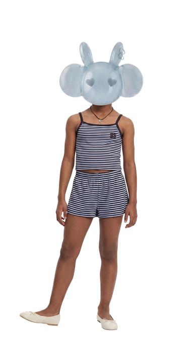 Zara STRIPED T-SHIRT AND BERMUDA SET - Blue