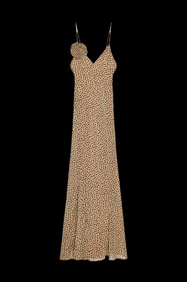 FLORAL POLKA DOT MAXI DRESS - Light brown by Zara