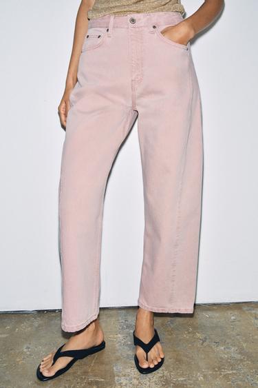 ДЖИНСЫ ZW COLLECTION ANKLE RELAXED СО СРЕДНЕЙ ПОСАДКОЙ — РОЗОВЫЙ от Zara